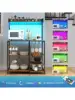 HOMCOM Bakers Racks with Power Outlet and LED Lights Coffee Bar Table for Kitchens with Storage Microwave Stand with Gla 5