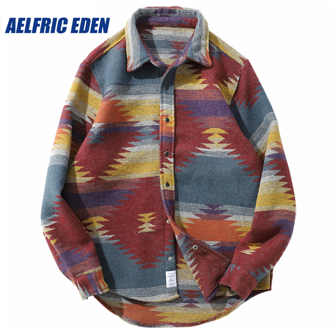 Aelfric Eden Tie Dye Plaid Long Sleeve Shirt Mens Streetwear Hip Hop Harajuku Shirt Cotton 2023 Autumn Long Sleeve Casual Shirt