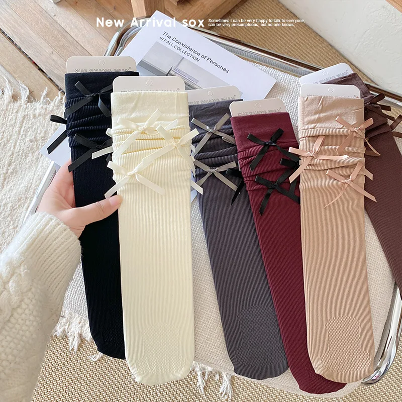 Spring Autumn Cute Fashion Bows Kids Legging Stocking Sock School Korean Fashion Bow Knee High Sock Children Cotton Stockings