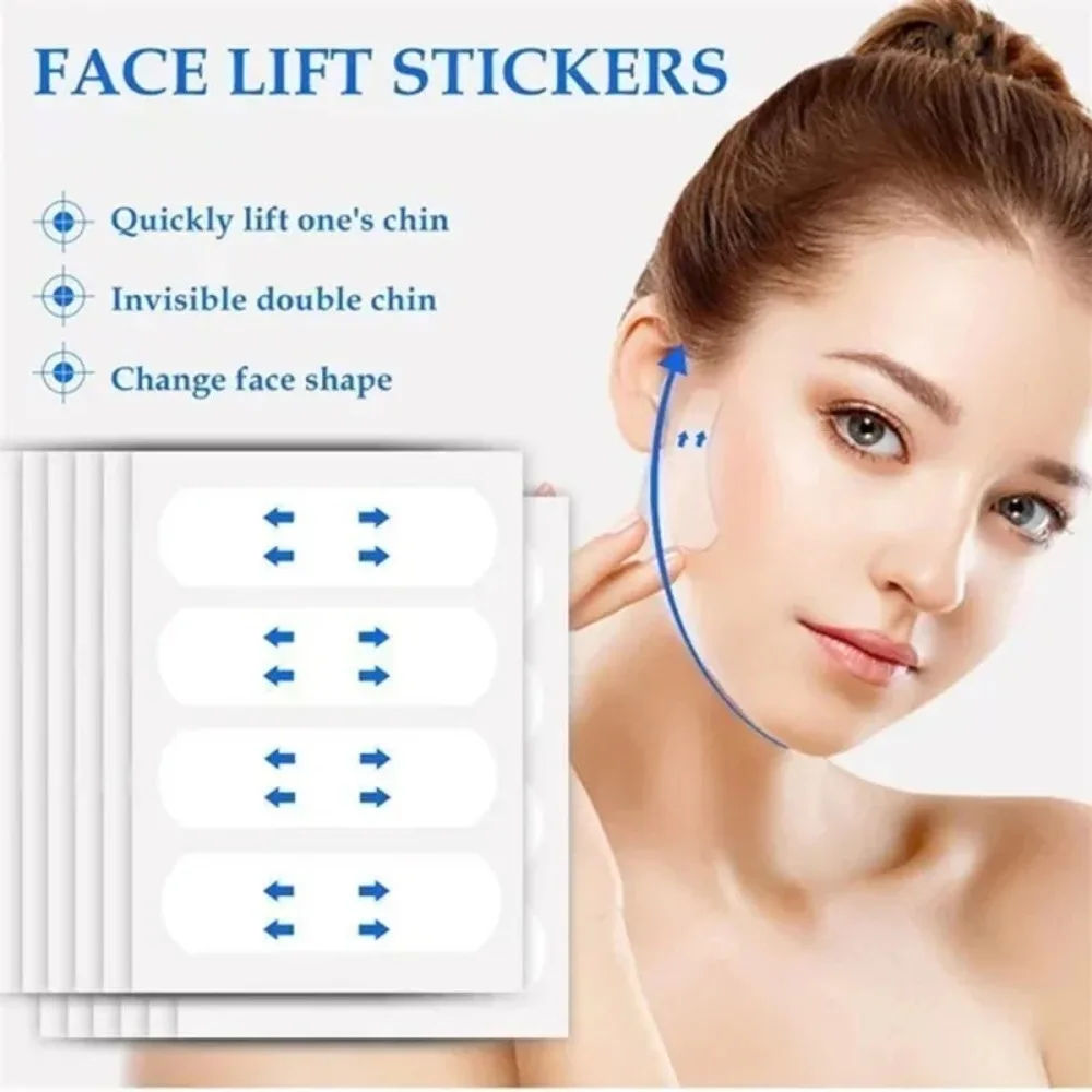 50pcs/100pcs Waterproof Face Lift Tape Invisible Adhesive Tape Lifting Face Stickers Transparent Thin Face Patches V-Shape Face