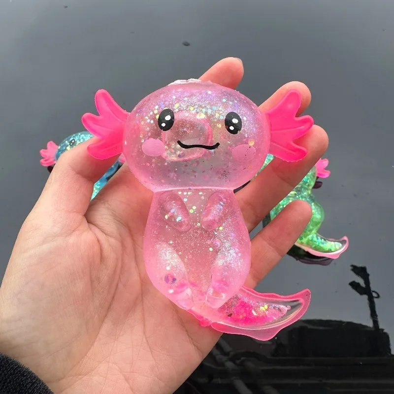 Kleurrijke salamander-maltose fidget toys, zachte, met maltsuiker gevulde, rekbare axolotl, leuk om in te knijpen, verjaardagsartikelen, feestartikelen_voghion.com