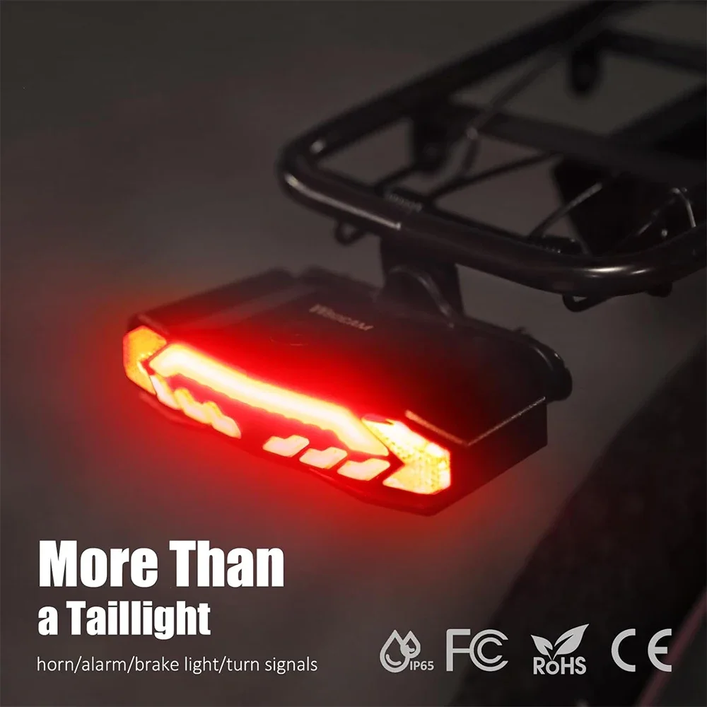 WSDCAM Smart Bike Tail Light with Turn Signals Alarm Horn Remote Rechargeable Waterproof Rear Brake bicycle rear light,bicycle alarm