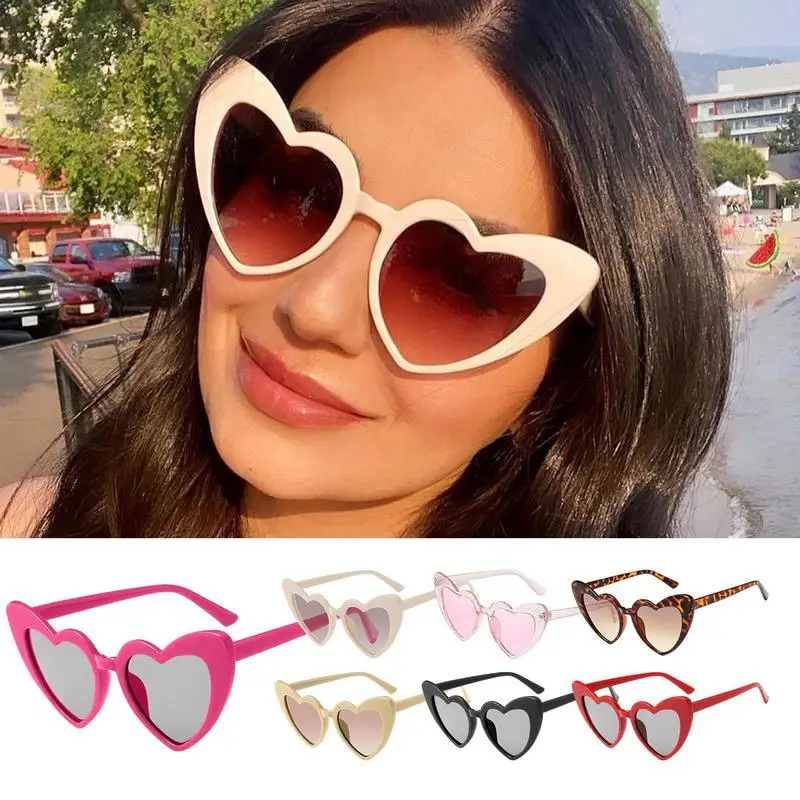 

Vintage Womencat Eye Sun Glasses Unique Heart Shape UV Protected Retro Sunglasses Beautiful Pattern Shades For girls Women