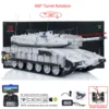 1/16 Heng Long Military RC White Tank Plastic IDF Merkava MK IV 3958 Turret 360° Rotary Barrel Recoil Panzer Model Toys TH23437 1