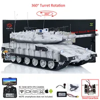 1/16 Heng Long Military RC White Tank Plastic IDF Merkava MK IV 3958 Turret 360° Rotary Barrel Recoil Panzer Model Toys TH23437 1