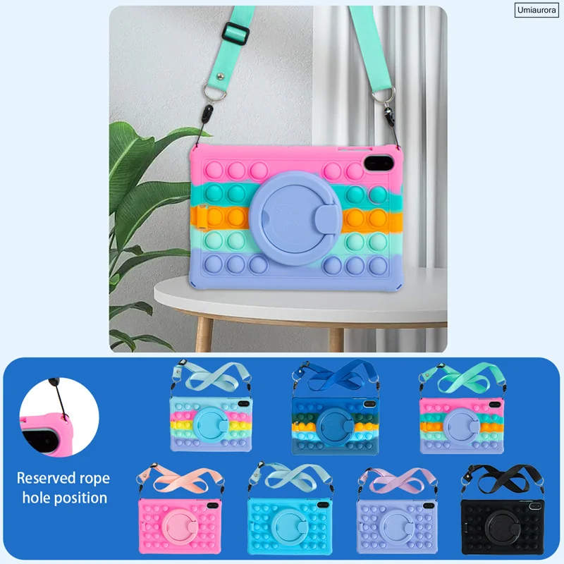 Silicon Bubble Tablet Case with Hand Ring Stand - Enhanced Protection and Comfort