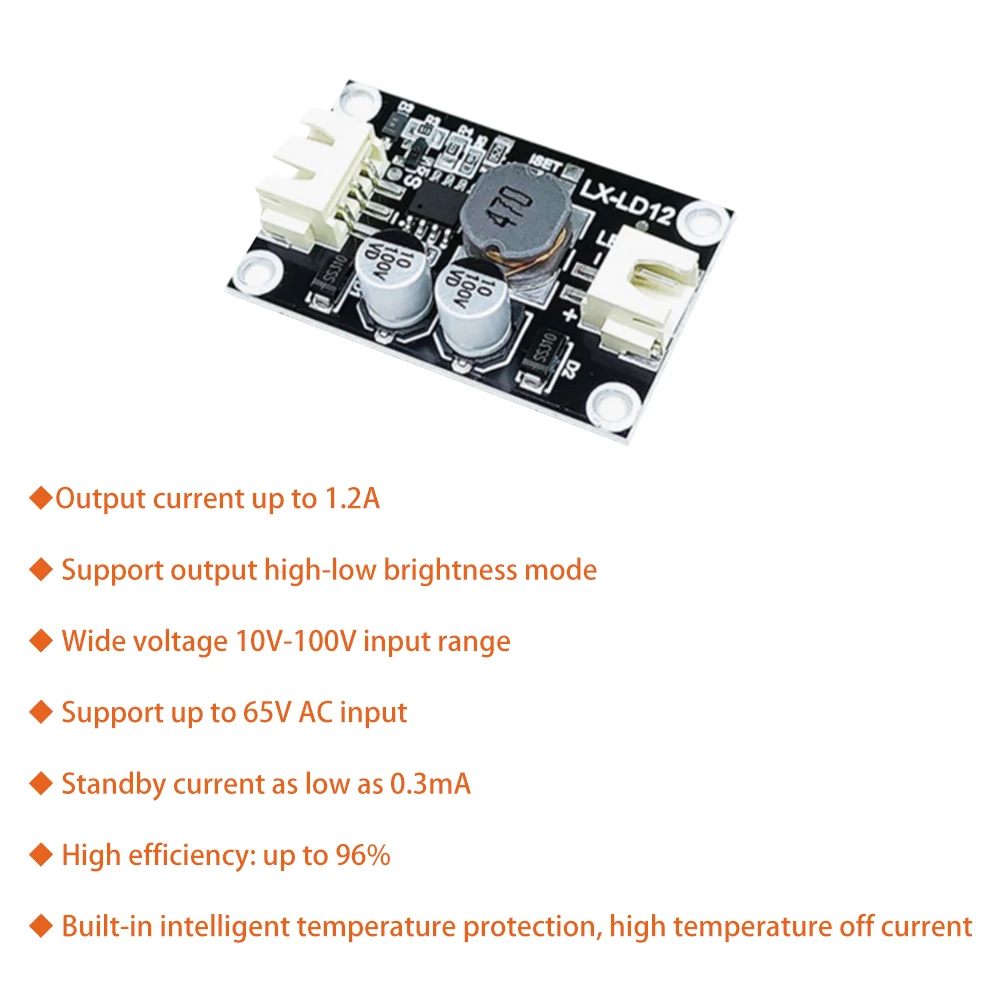 

10V-100V 1.2A High-power LED Constant Current Drive Module for Car Lamp Modification, Low-Voltage AC Power Generation Lighting