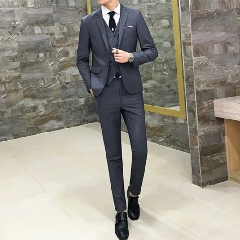 

3191 Autumn slim three-piece groom wedding suit wedding best man suit