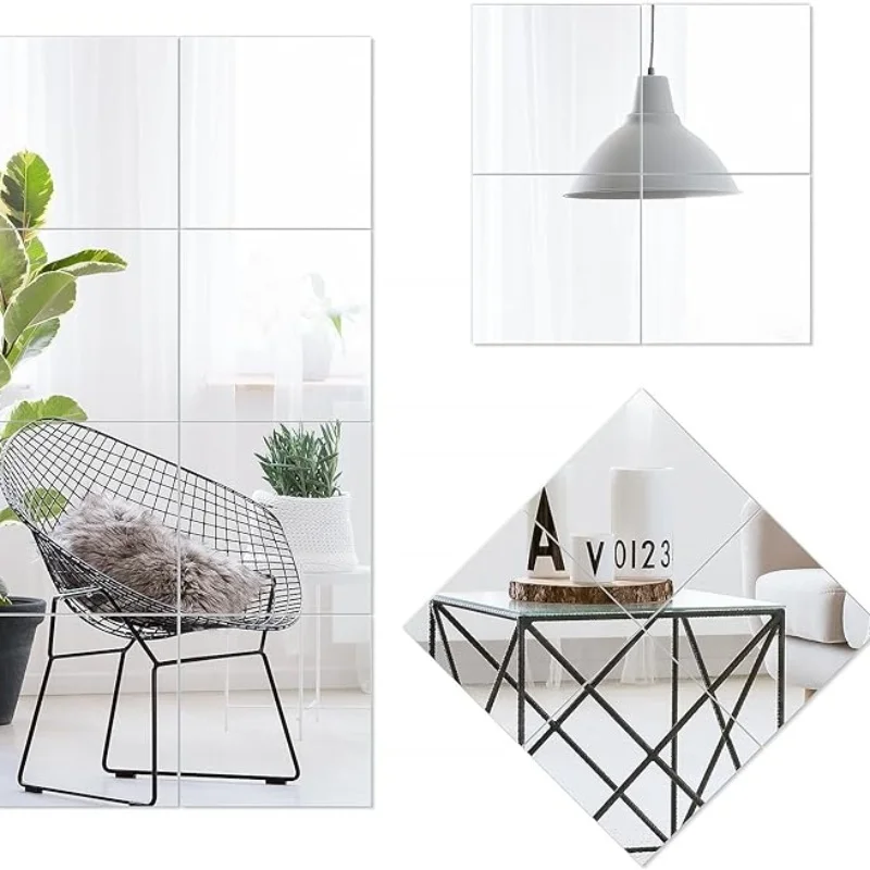 Wall Sticker Mirror Wall Sticker Acrylic Wall Sticker Acrylic Mosaic Tiles Sticker 4/8PCS Acylic Mirror Tiles 30x30cm Frameless Wall Mounted Glass Wall Mirror For Gym Door Bedroom Living Room Home Decor