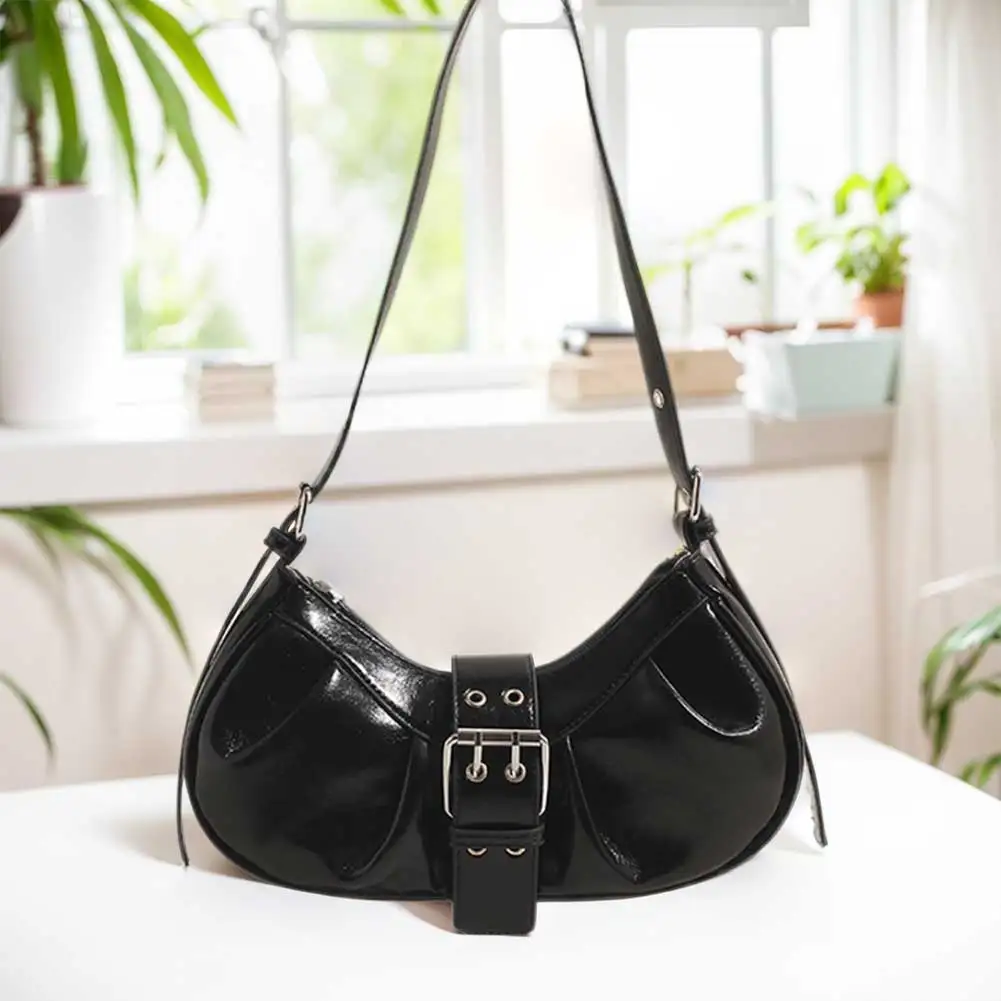 PU Leather Clutch Purse Y2K for Women Crossbody Bag with Adjustable Strap Hobo Bag Pleated Underarm Purse for Travel Commuting