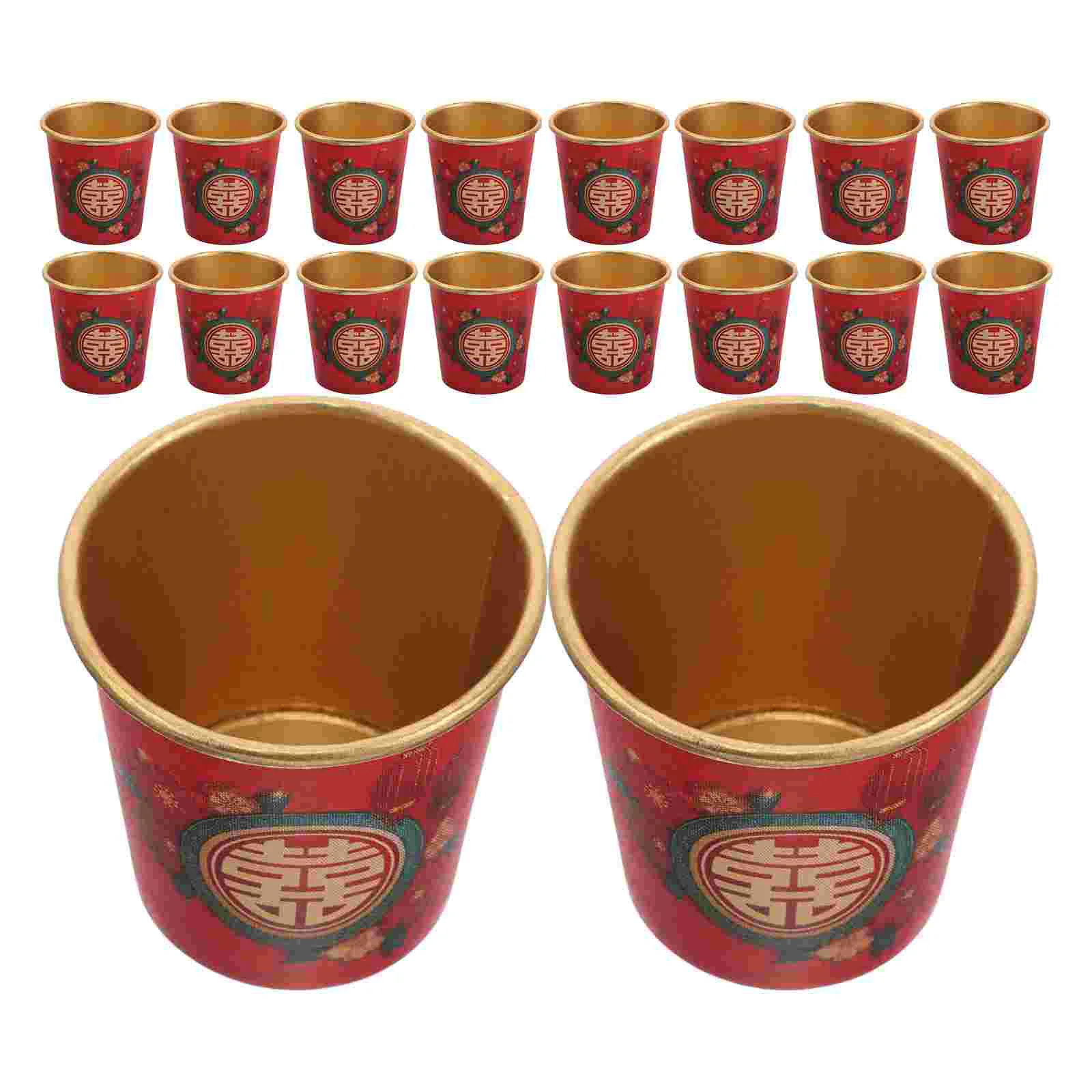 50Pcs Disposable Party Cups for Wedding Party Glasses Chinese Wedding Decoration Mini Paper Cups