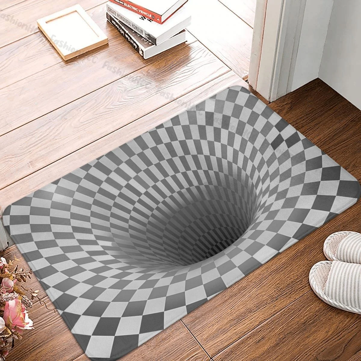 

3D Hole Three Dimensional Simulation Bathroom Mat Worm Doormat Flannel Carpet Outdoor Rug Home Decoration