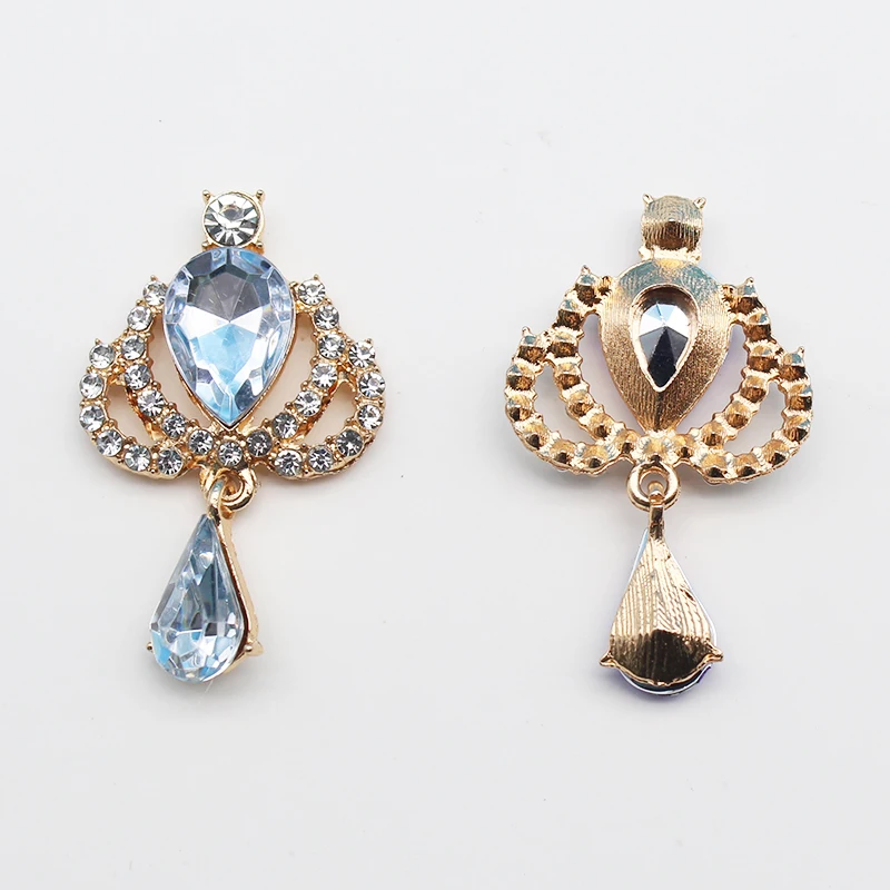10 Gold Crown Drop Shaped Acrylic Pendant DIY Costume Decorative Wine Glass Lady Brooch Gift Box Rhinestone Accessories