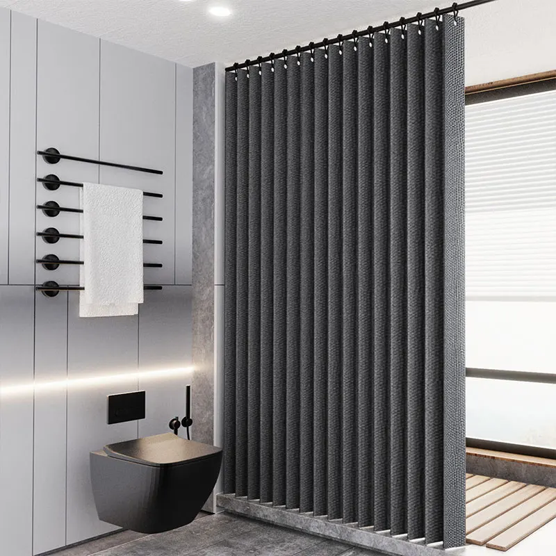 Shower Curtains Laminated Imitation Linen Multi-color Large Ring Waterproof Strong Thick Cloth Opaque Shower Curtain Suitable for Bathroom Use