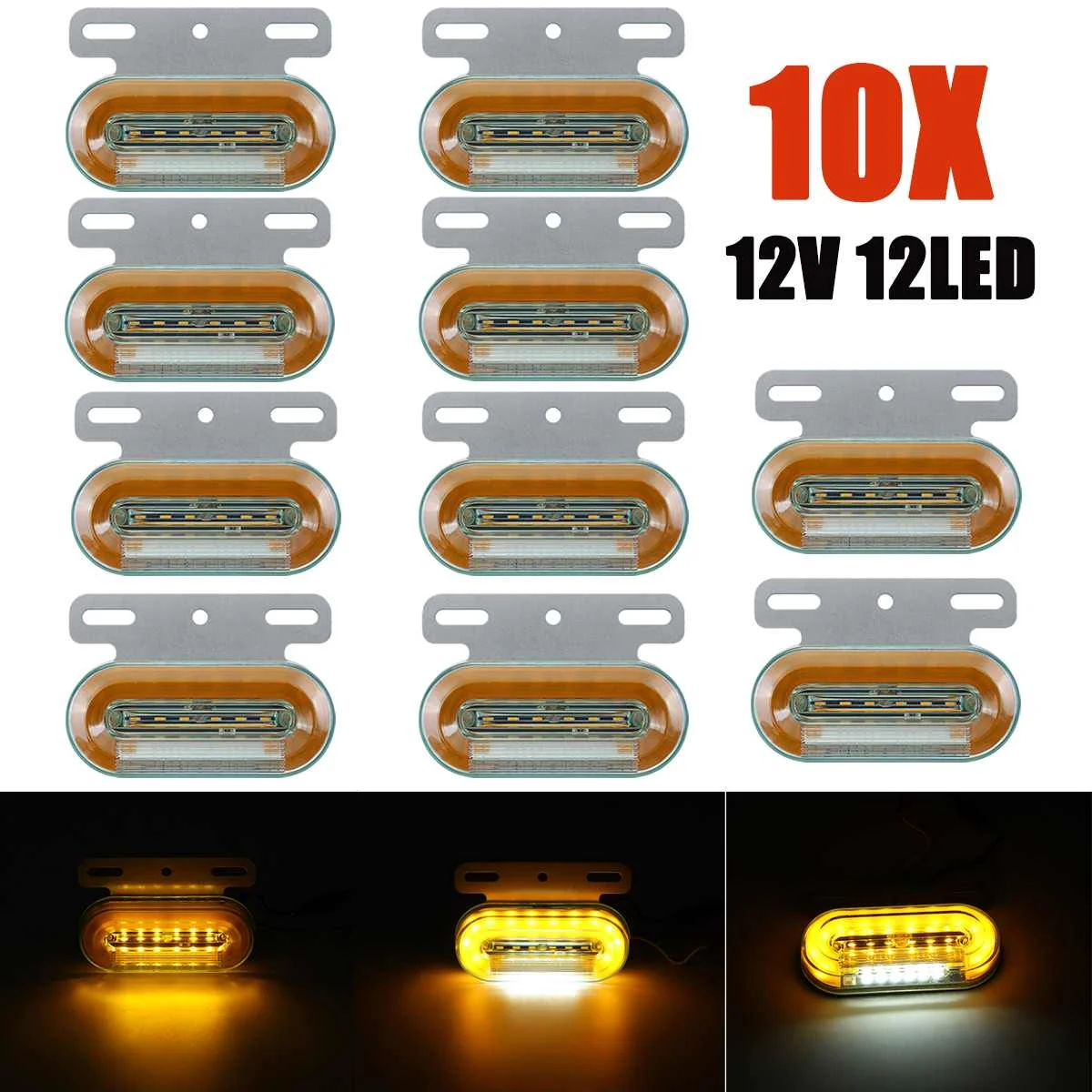 

12V 10pcs 12 LED Side Marker Lights Car External Lights Signal Indicator Lamps Warning Tail Light 3 Modes Trailer Truck Lorry