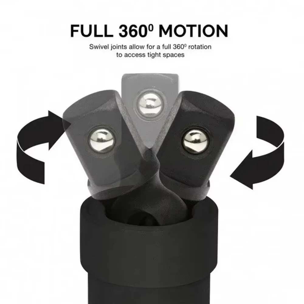 360 Degree Swivel Knuckle Joint Air Impact 1/2 3/8 1/4 Inch Wobble Retractable Socket Adapter for Pneumatic Wrench Tool 4
