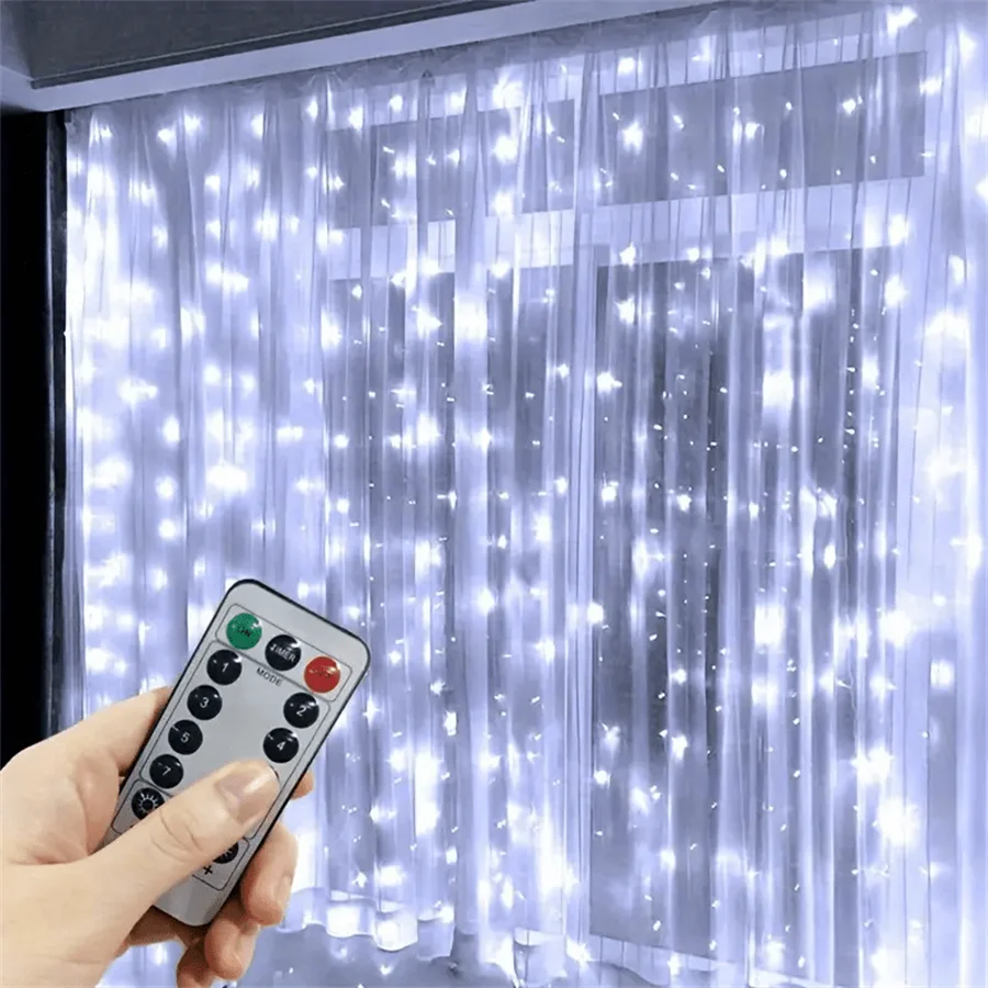 LED Christmas Fairy Lights Curtain: Outdoor Wedding & Party Garland with 8 Modes