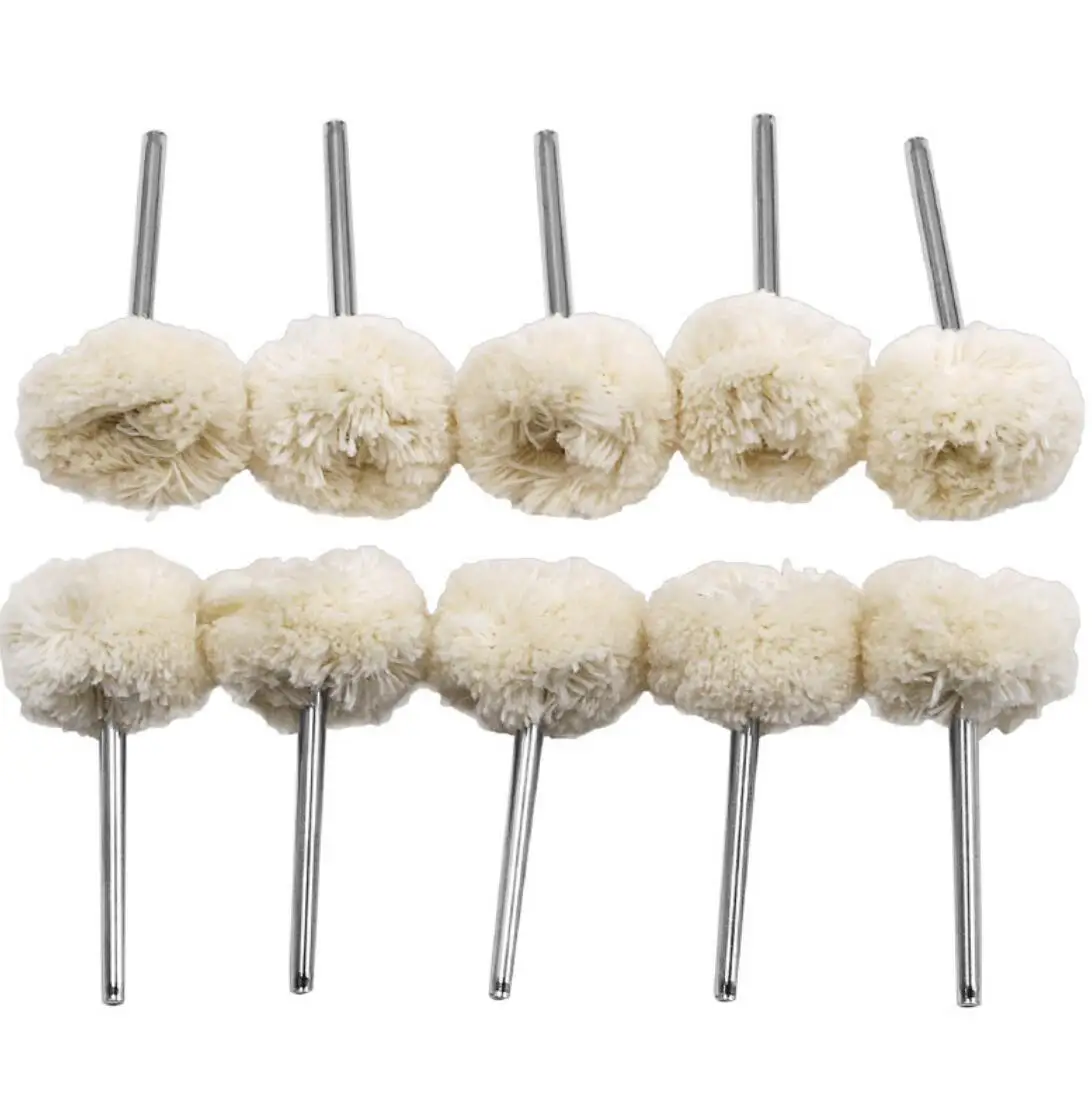 10PCS Wool Wheel Polishing Head with 2.35mm Shank for Buffing Polishing Jewelry Metals Rotary Tool Accessories 10pcs polishing wheels wool cotton cloth buffing pad jewelry abrasive brush dremel accessories for rotary tools