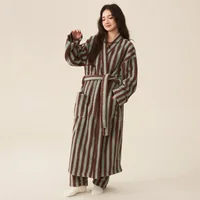 Ensemble de pyjama pantalon et robe de glouton épaissi pour femmes et hommes, velours, rayé, allongé, vêtements de maison, nouveau, automne, hiver, sites de couple 5