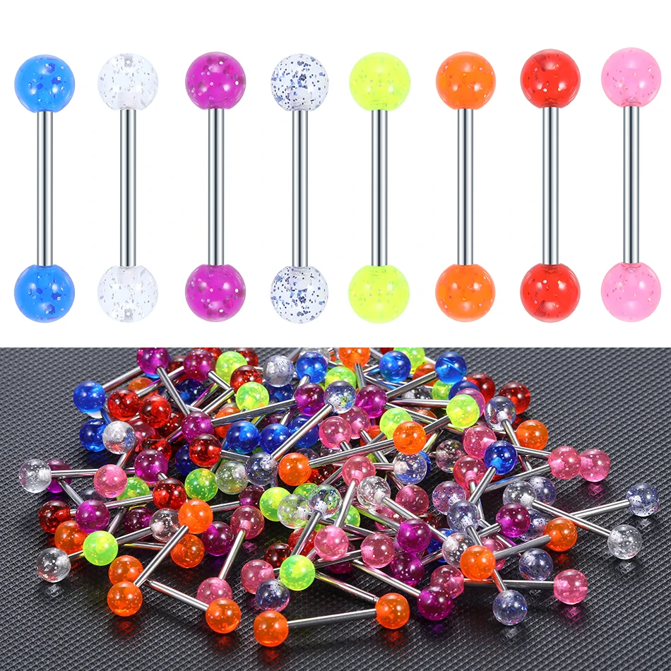 Tongue Ring Ball Body Piercing Piercing Tongue Barbell Mixed 80pcs