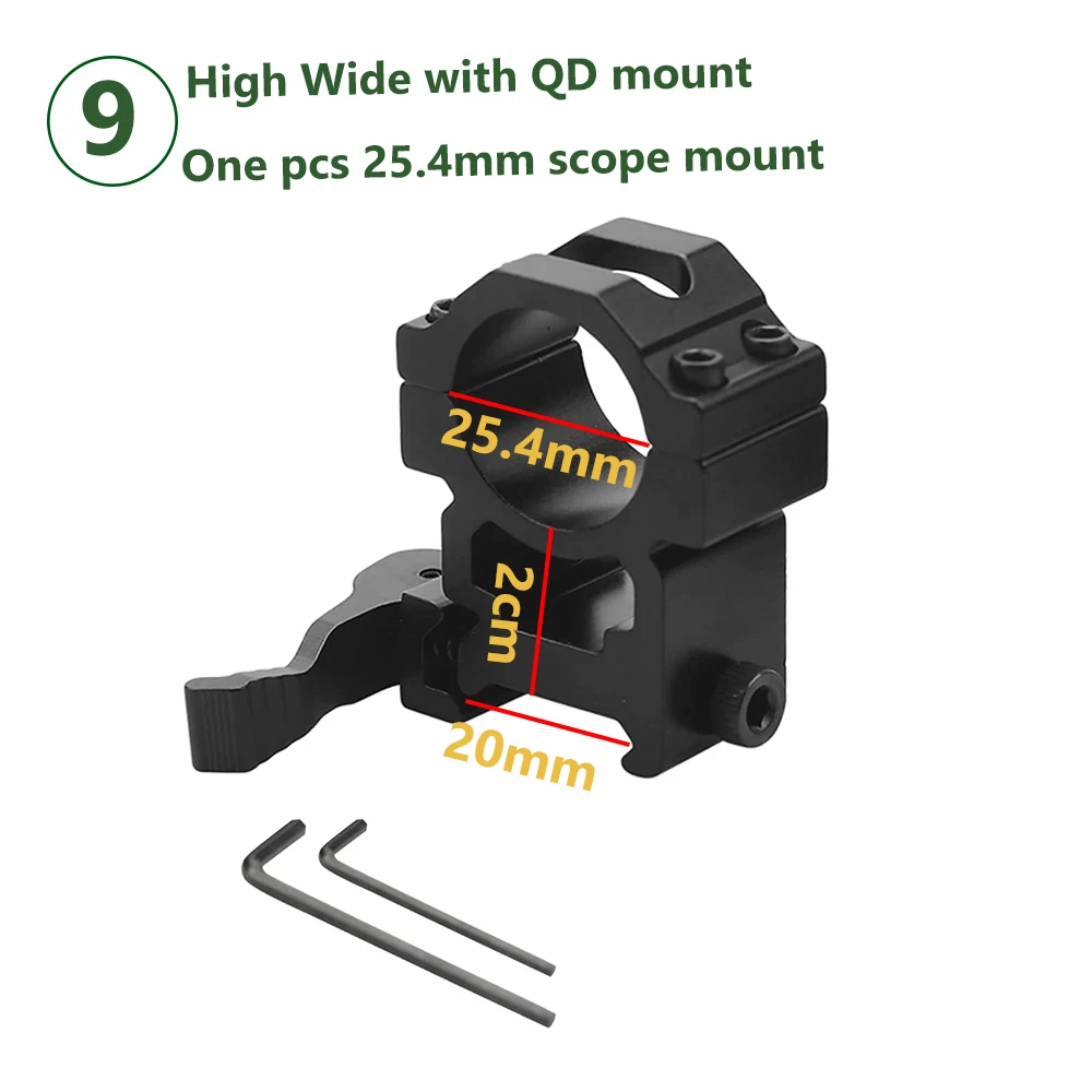 25.4mm/30mm Riflescope Mount Ring 11mm / 20mm Picatinny Rail High Profile for Rifle Scope Hunting Mount