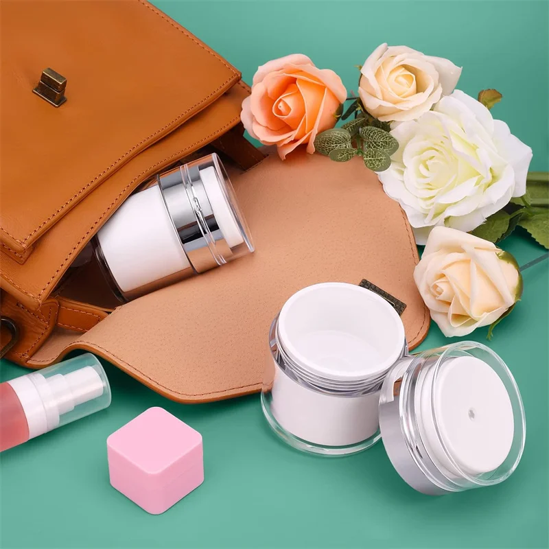 Airless Pump Jars Cream Vacuum Empty Bottles Refillable Travel Lotion Dispenser Cosmetic Moisturizer Toiletries Containers