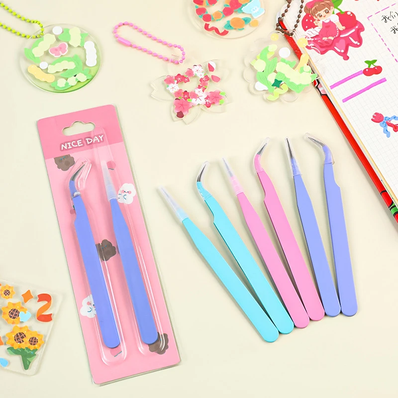 

1Set Multifunctional Gooka Tweezer Small and Fresh DIY Hand account Sticker Tool Creative Macaron Tweezer Clip