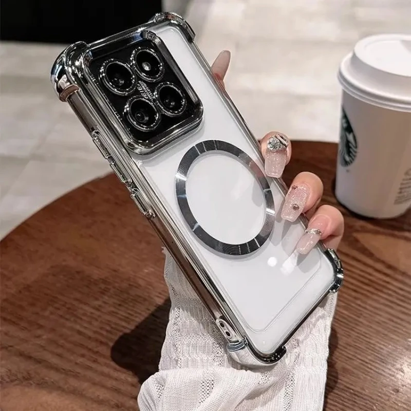 Clear Soft TPU Electroplating Magnetic Cover with Built-in Lens Film for Motorola Moto G Series