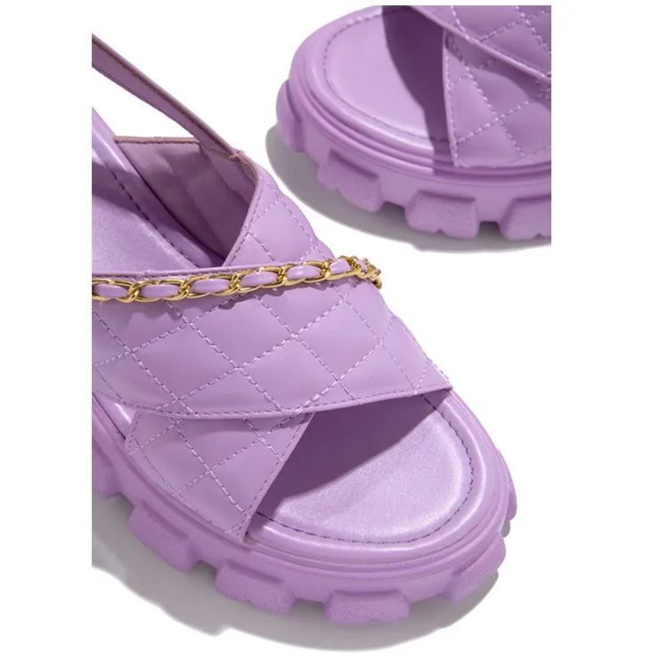Women Shoes Chunky Platform 2023 New Spring Autumn Open Toe Sandals Casual Beach Slides Designer Slippers Chain Flip Flops