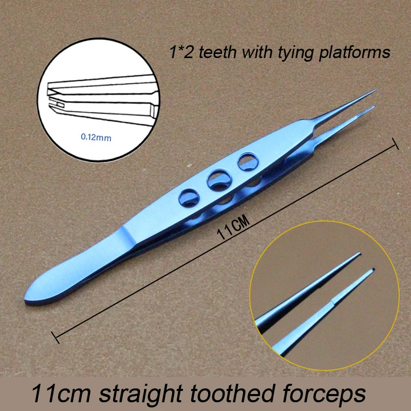 1pcs Ophthalmic Micro tweezers Toothed Forceps Straight Toothless Forceps 110mm Microscopic Eye surgical instruments ophthalmic tool surgical instruments capsulorhexis forceps