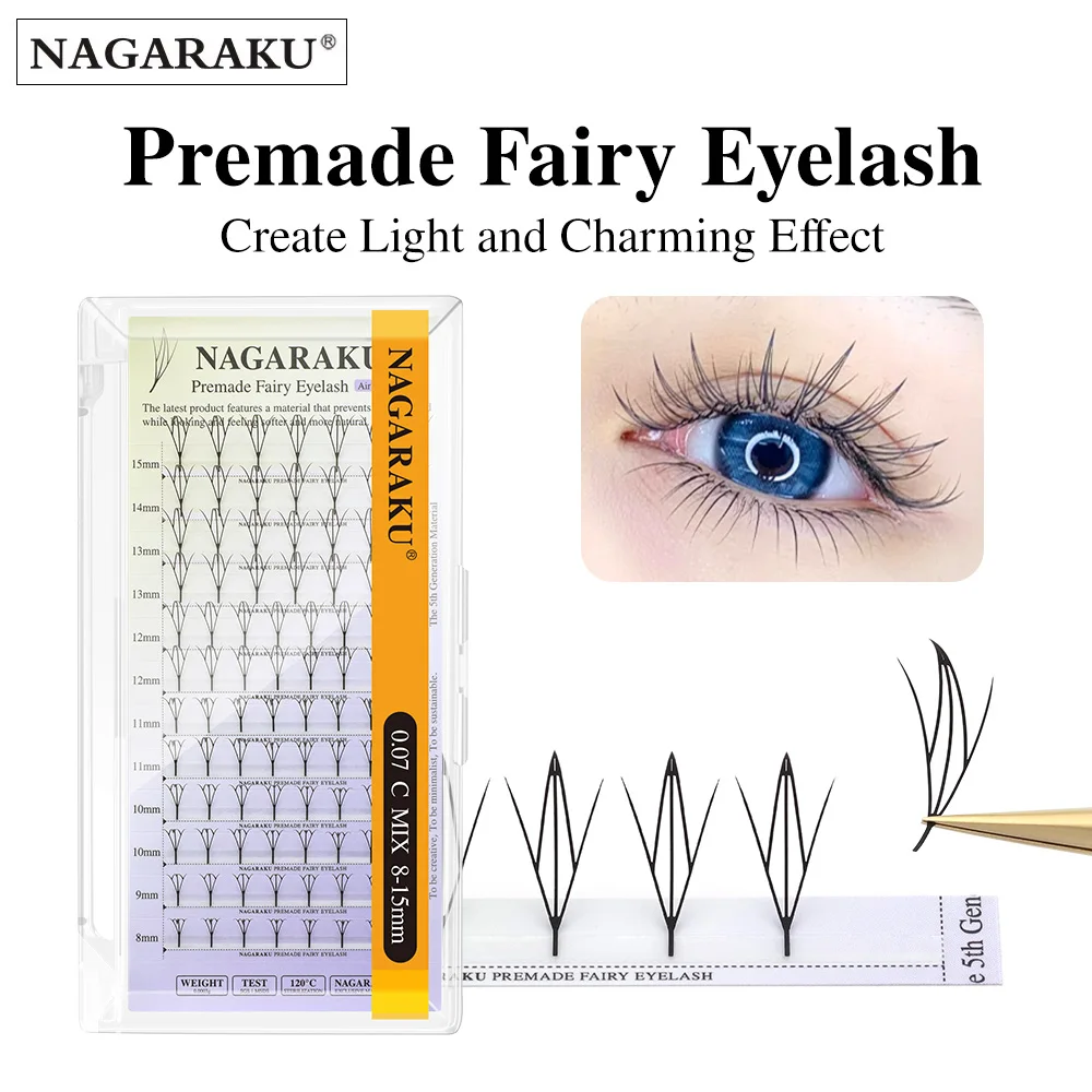 Eyelash Extensions NAGARAKU Premade Spire Fairy Wings Eyelash Anime Effect Soft Plume Fluttering Eyelash Extensions Comic