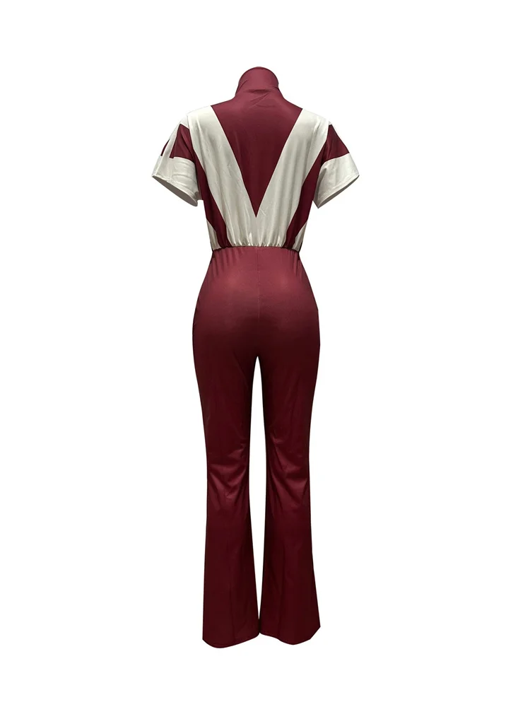 Wmstar Jumsuit Women Striped  Patchwork Casual New Zipper Up Matching Tracksuit One Piece Outfits Wholesale Dropshipping 2025