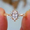 Luxury Female White Zircon Stone Engagement Rings For Women Gold Color Wedding Bands Jewelry Party Gifts