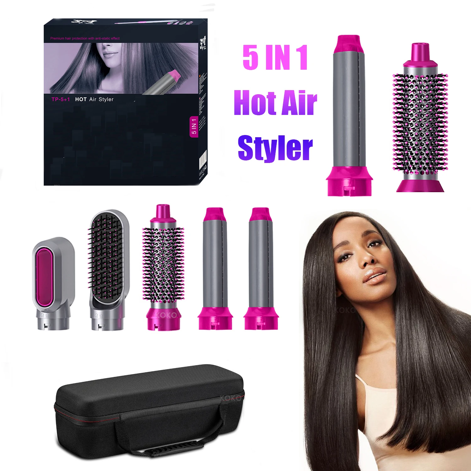 5-in1 hot air styler, curling premium hair protection with anti static  effect