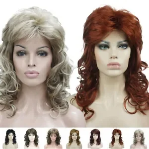 Womens Medium Long Curly Wig Blonde Ladies Wavy Hair Wigs Cosplay Natural