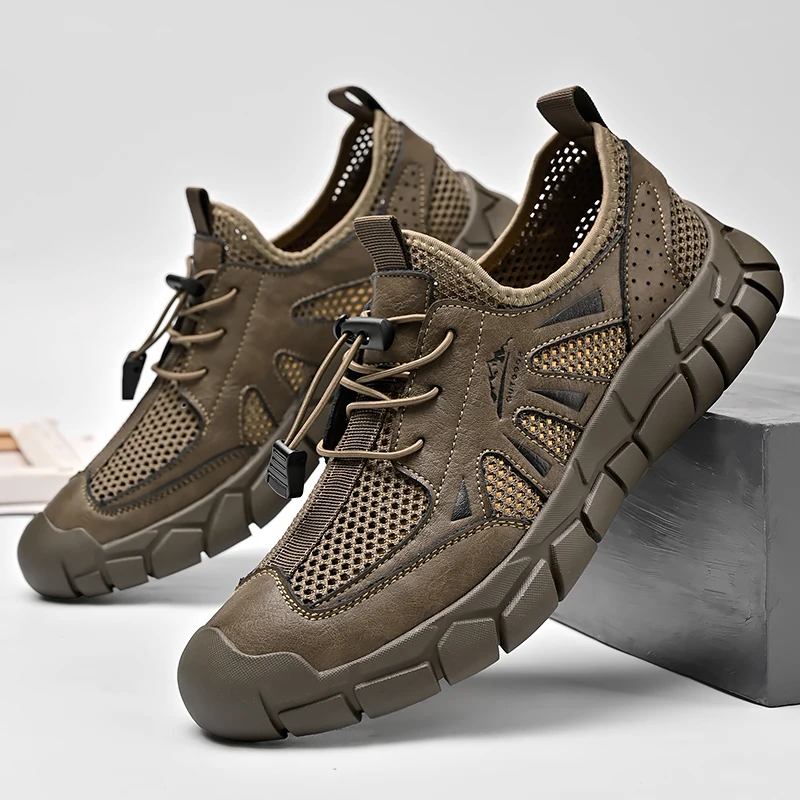 Light Breathable Casual Shoes Lace-Up Men Hiking Shoe for Men Sport Footwear Cool Outdoor Walking Shoes Summer Mesh Men Sneakers 2