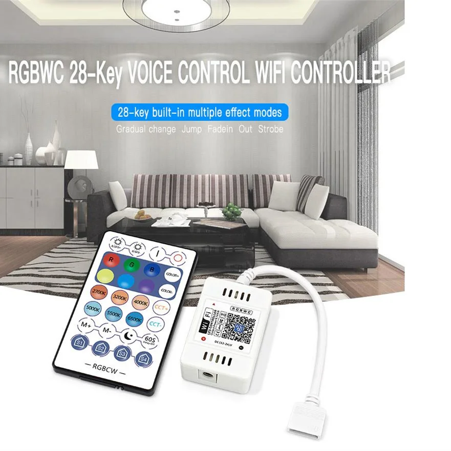 

Dual connectors 28 keys RGBCCT/RGBCW Led Controller Infrared Controller DC 12V 24V 6A LED Light Strip Controller