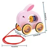 Cartoon Animals Push Pull Toy Baby Pulling Toy Walking Toy with String Children Educational Pull Along Toy Gift for Toddlers Kid 6