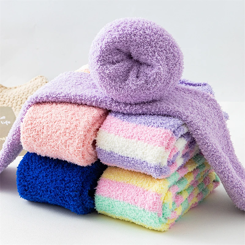 Winter Knie Scoks verdicken warme pelzige Beinwärmer Frauen Oberschenkel hohe Socken Korallen Fleece Strümpfe_voghion.com