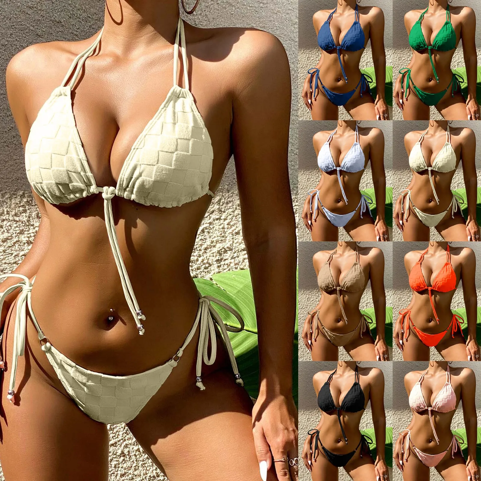 

Border Swimsuit Solid Color Towel Square Fabric Pendant Triangle Bag Bikini swiming Triangle Straps