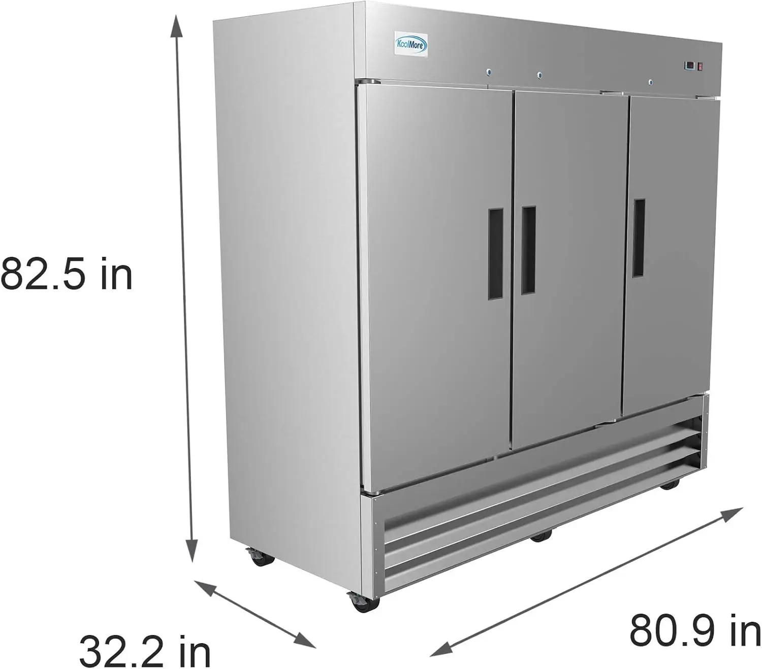 82" 3 Door Stainless Steel Upright Commercial Reach-in Freezer 72 Cu. Ft Model:RIF-3D-SS Spacious Interior for Maximum Storage