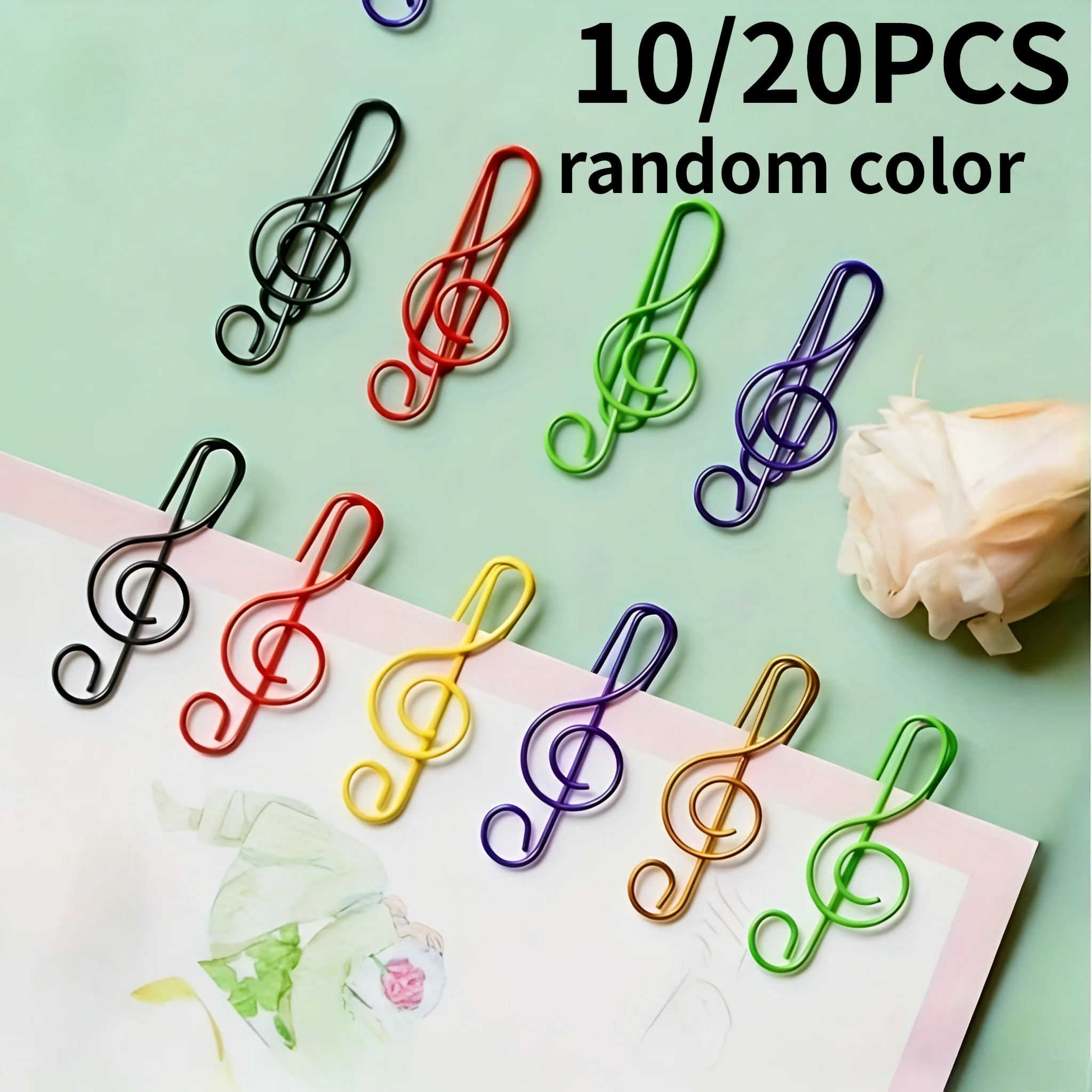 10/20개 컬러 음표 종이 클립 |   다양한 색상, 문서 정리용 음표 표시기, 독..