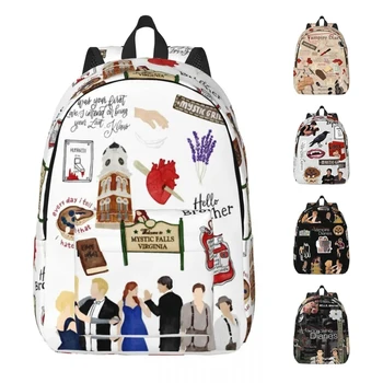 The Vampire Diaries Cartoon Backpack for Men Women Teenage High School Business Daypack TV Series Laptop Canvas Bags with Pocket 1