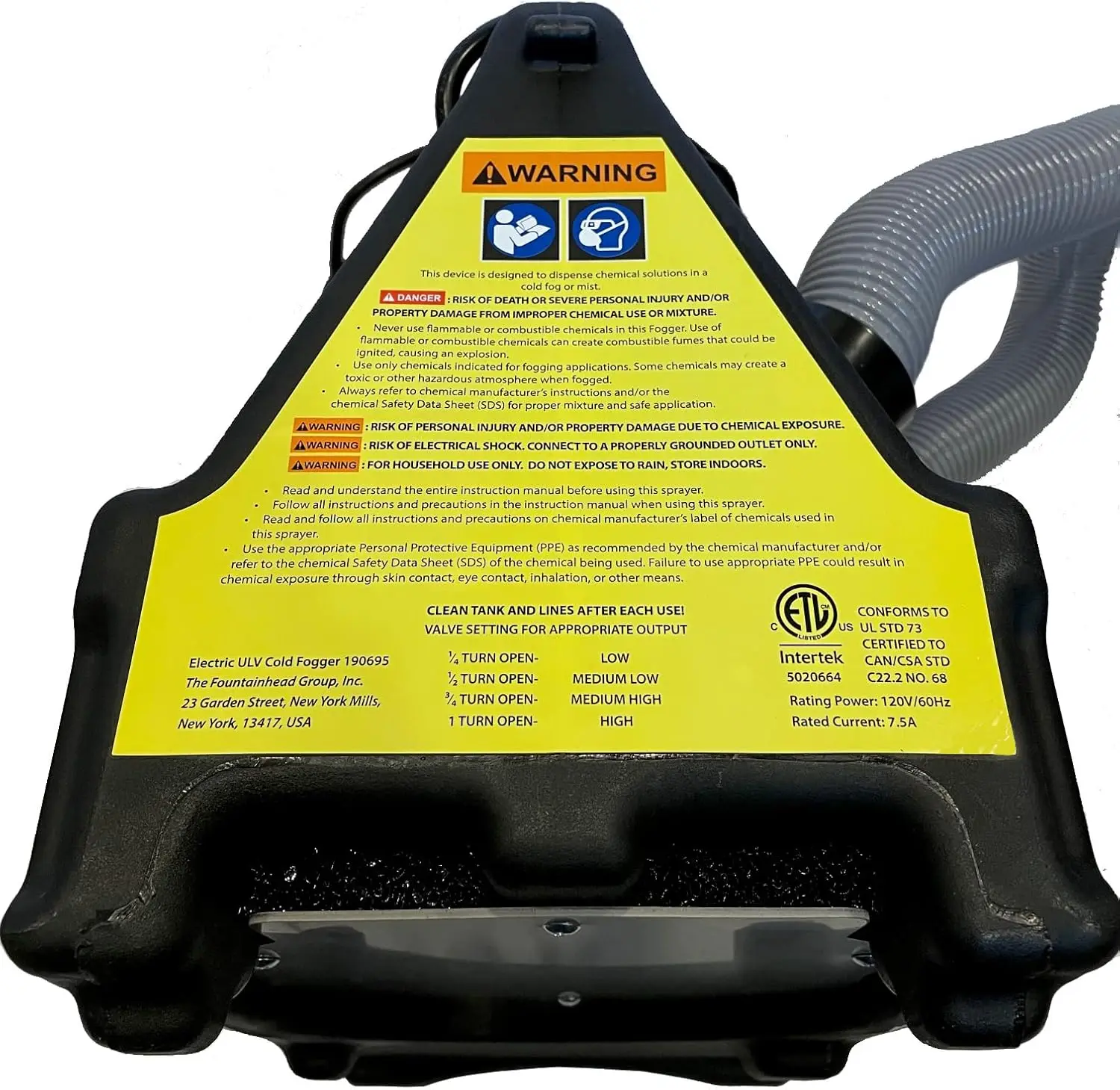 Smith Performance ULV Electric Cold Fogger, 1.7 Gallon Capacity, 110V, Model ULV17, Atomizing Mist Sprayer for Residential and C