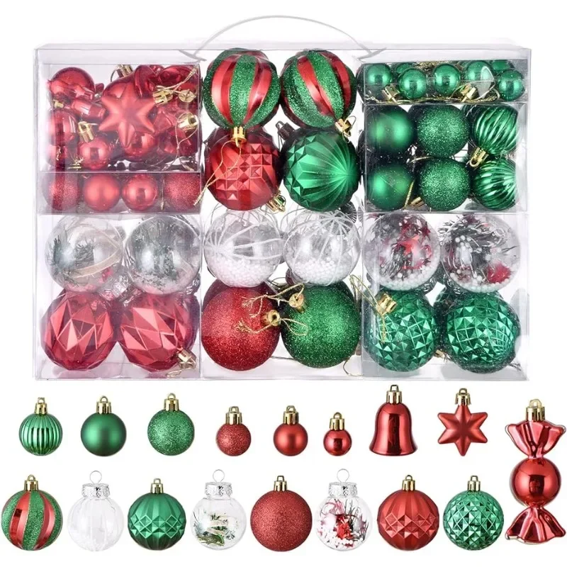 

BOUSSAC 111Pcs Christmas Ball Ornaments Set for Tree, Green Shamrock Ornaments, Seasonal Decorative Assorted Ball Set for St.