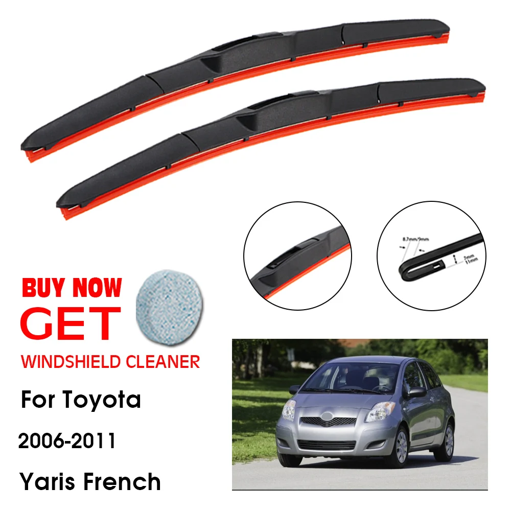 

Car For Toyota Yaris French 24"+14" 2006-2011 Front Window Washer Windscreen Windshield Silica Gel Wiper Blades Accessories