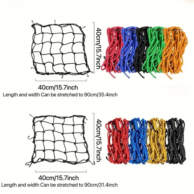 New Motorcycle Reflective Luggage Net Universal 6 Hooks Motorbike Helmet Mesh High Elasticity Moto Rear Seat Net Wear-resistant