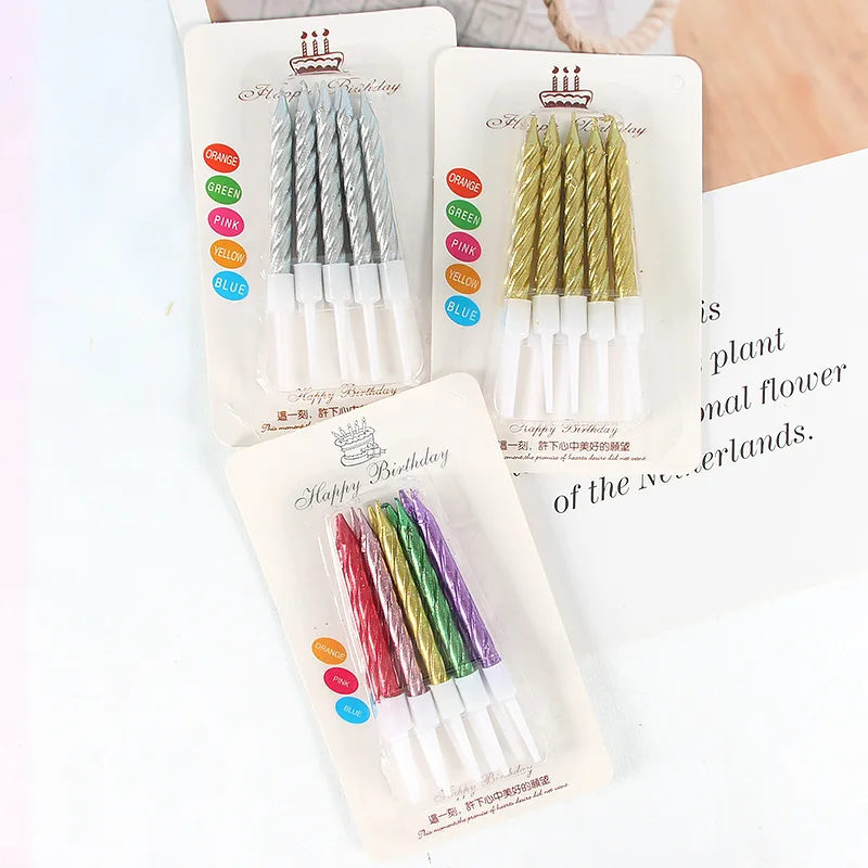 10 Stück 1 Set Spiralkerzen Happy Birthday Tortendekoration Gold Silber Hochzeit Party Tortendeko Kerze Babyparty Geschenk Dekoration – Detail 8
