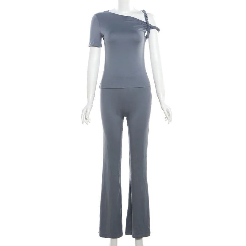 Fashion One Shoulder Backless Pants Suit Summer Solid Color Casual Slim Elegant Pants Suit Women's Pants Suit 2-piece Set 8 Fashion One Shoulder Backless Pants Suit Summer Solid Color Casual Slim Elegant Pants Suit Women's Pants Suit 2-piece Set