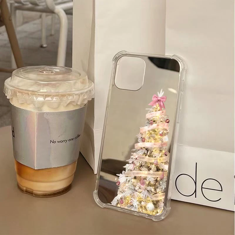 Festive Christmas Tree Pattern Mirror Acrylic Phone Case Cover